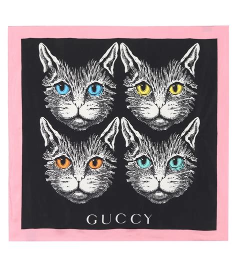 gucci scarf black cat|Gucci black and white scarf.